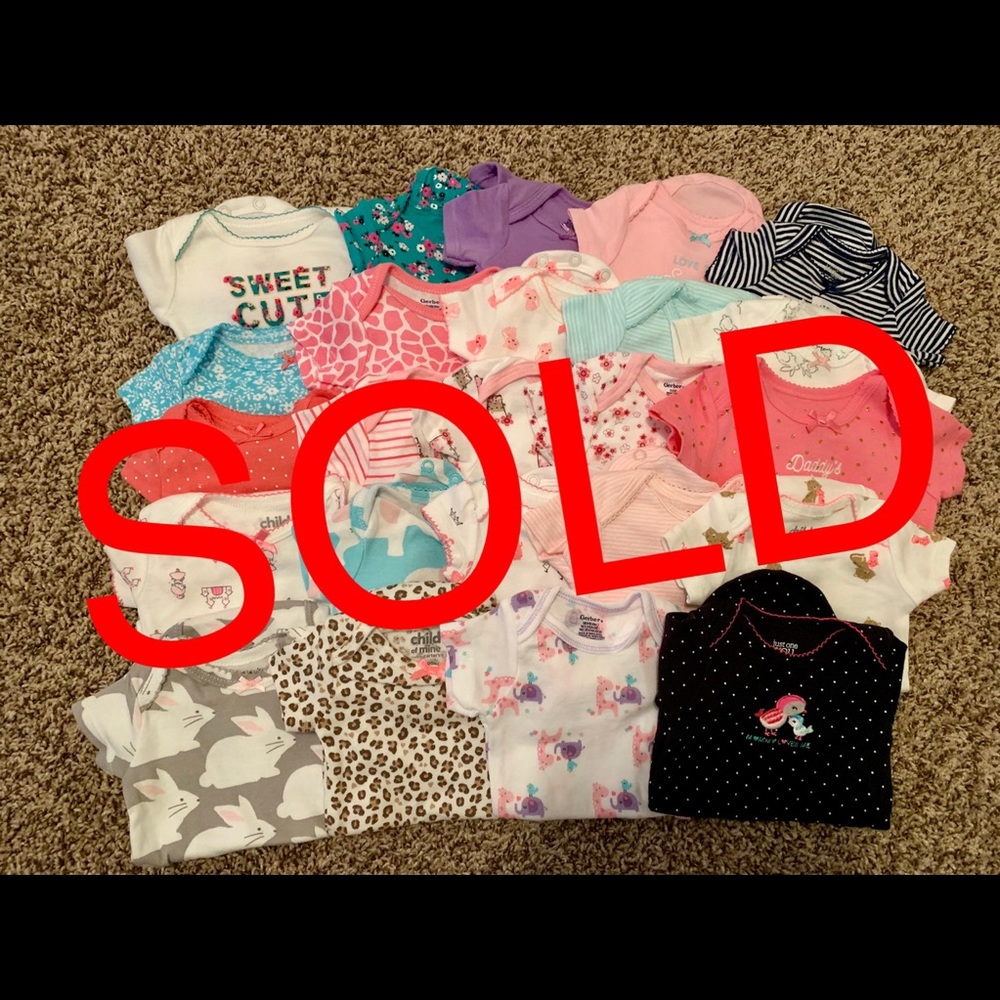 Lot of newborn baby girl onesies